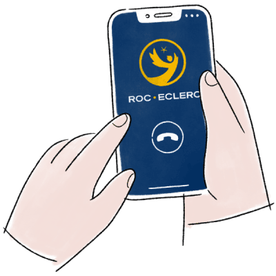 Smartphone qui affiche le logo Roc Assistance Décès